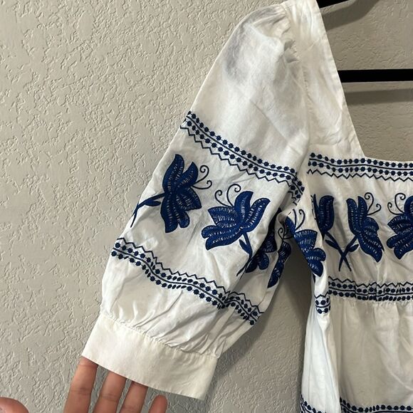 MODA INTERNATIONAL Grecian Embroidered Floral Cotton Dress, Size 2 - Picture 6 of 12